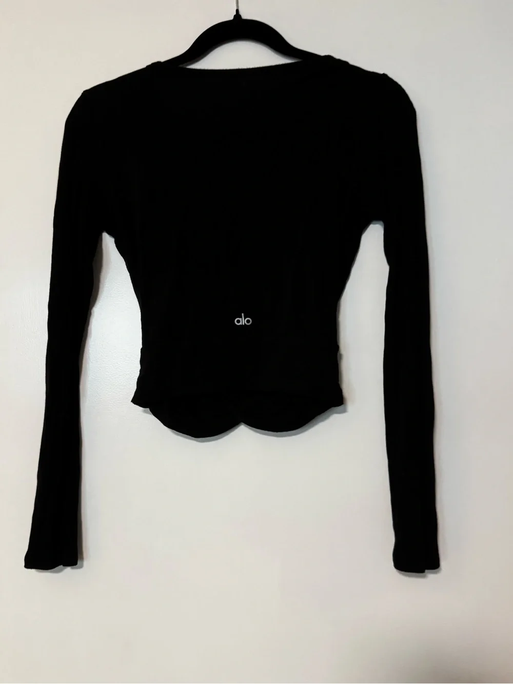 All Long-Sleeve Twist Front Crop Top - Black